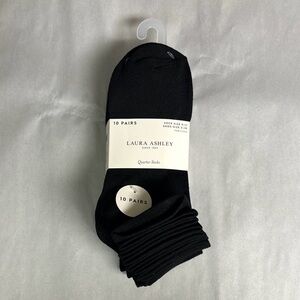 New Laura Ashley Socks Women’s 10 Pair Black Quarter Socks Casual Activewear